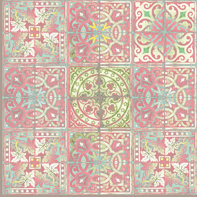 はがせる シール 壁紙【Hatte me! Square】Louise Body / Patchwork Pink HMSQ-LBY08(6枚セット)