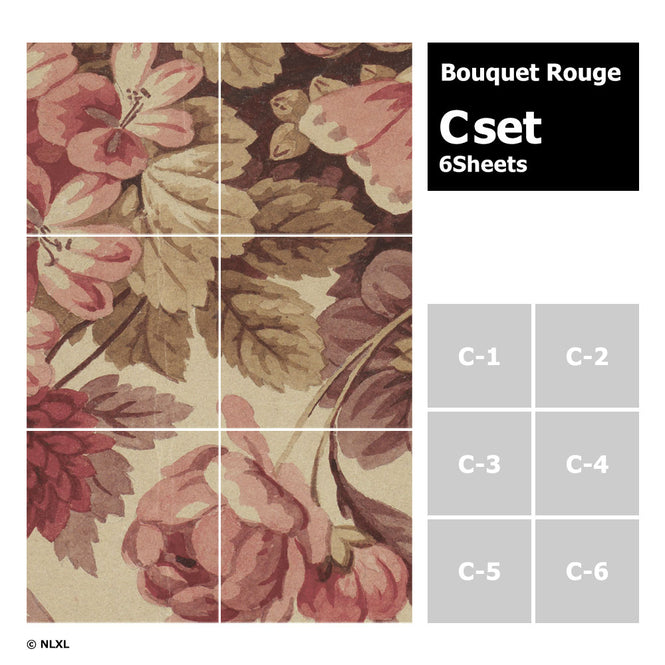 はがせる 壁紙 【Hattan Pattern】NLXL Bouquet Rouge Cset HRMRV-04C(6枚セット)