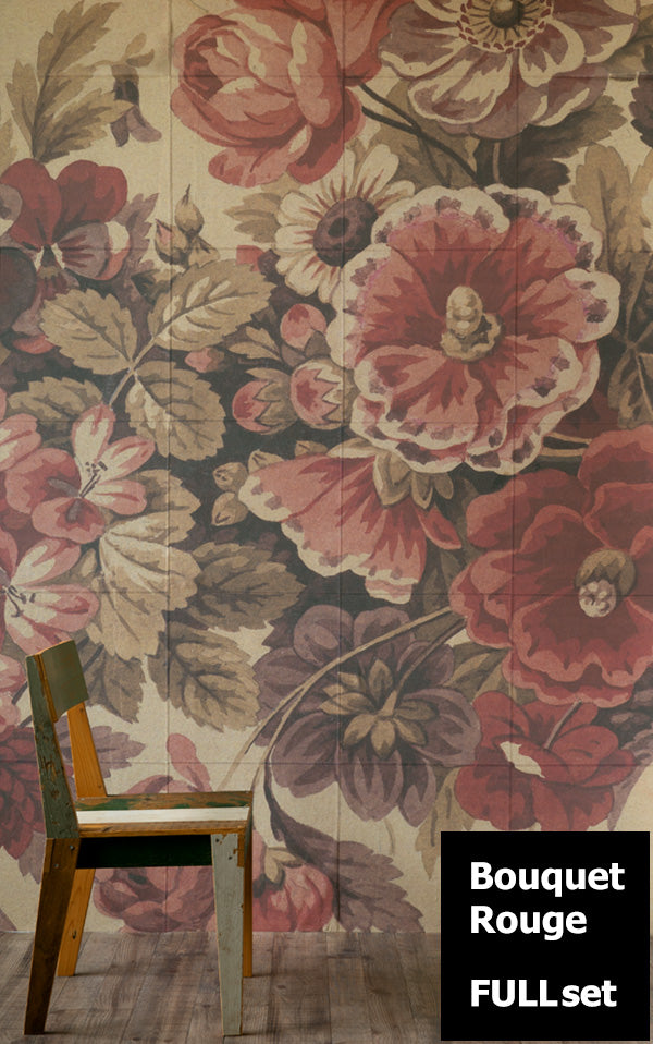 はがせる 壁紙 【Hattan Pattern】NLXL Bouquet Rouge HRMRV-04 フルセット(24枚セット)