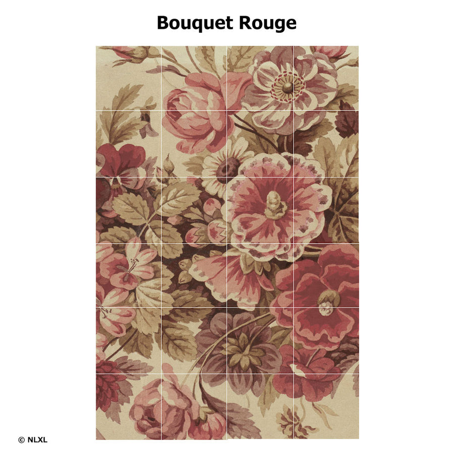 はがせる 壁紙 【Hattan Pattern】NLXL Bouquet Rouge HRMRV-04 フルセット(24枚セット)