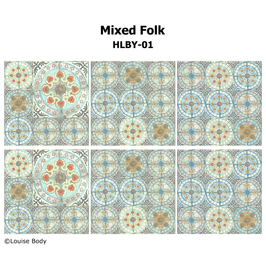 はがせる 壁紙 【Hattan Pattern】Louise Body / Mixed Folk HLBY-01(6枚セット)