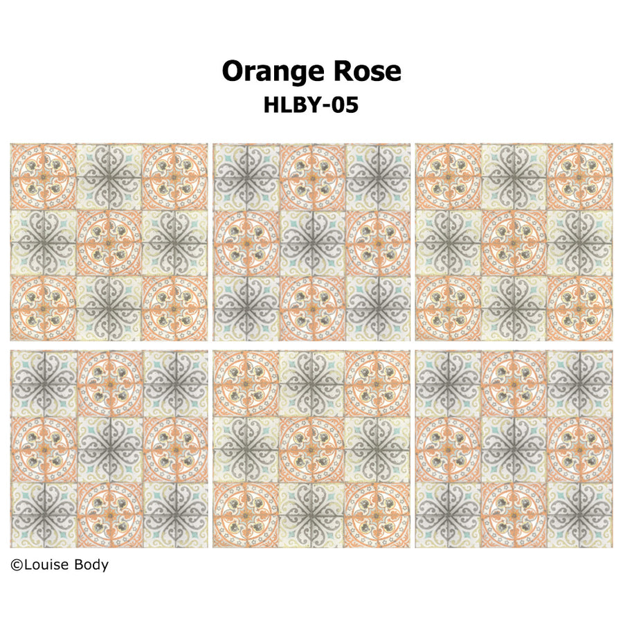 はがせる 壁紙 【Hattan Pattern】Louise Body / Orange Rose HLBY-05(6枚セット)
