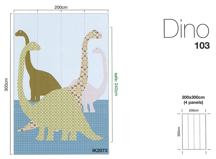 壁紙 子供部屋 恐竜 / Dino 103 IK2073 【4パネル1セット】INKE(インケ)