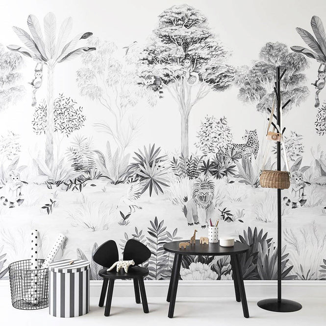 Sian Zeng / Jungle Mural Wallpaper / Grey JungleG01 【3パネル1セット】