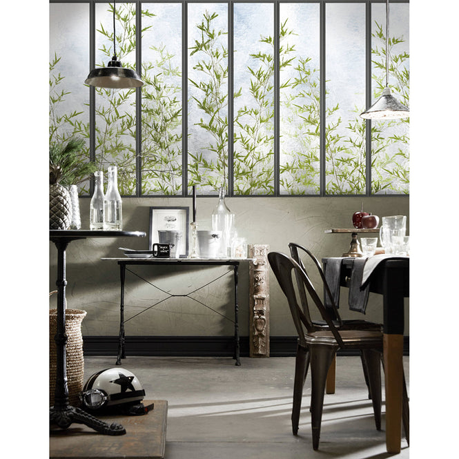 KOZIEL / Papier peint panoramique petite verriere et bambous LPV019