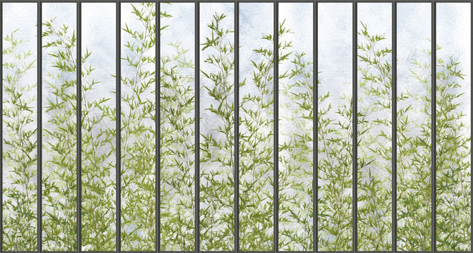 KOZIEL / Papier peint panoramique grande verriere et bambous LPV019XL