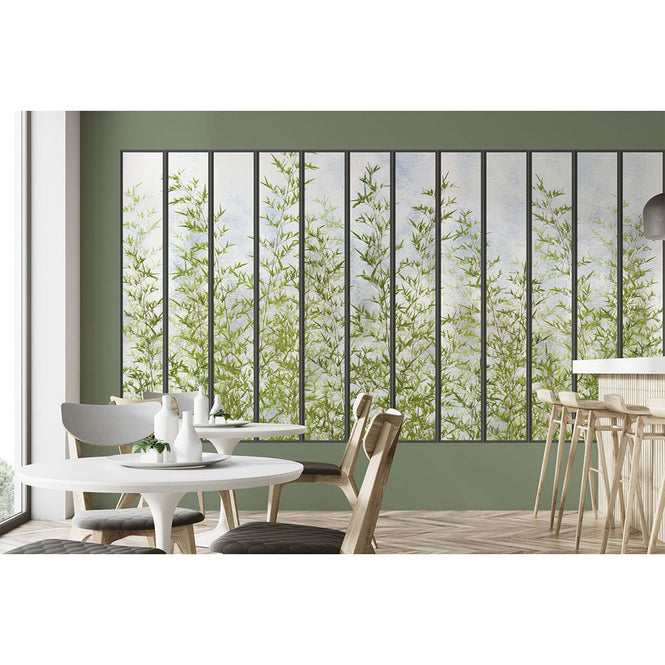 KOZIEL / Papier peint panoramique grande verriere et bambous LPV019XL