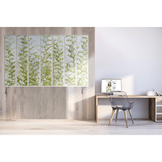 KOZIEL / Papier peint panoramique petite verriere blanche et bambous LPV021