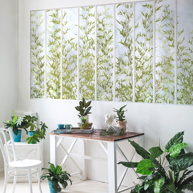 KOZIEL / Papier peint panoramique petite verriere blanche et bambous LPV021