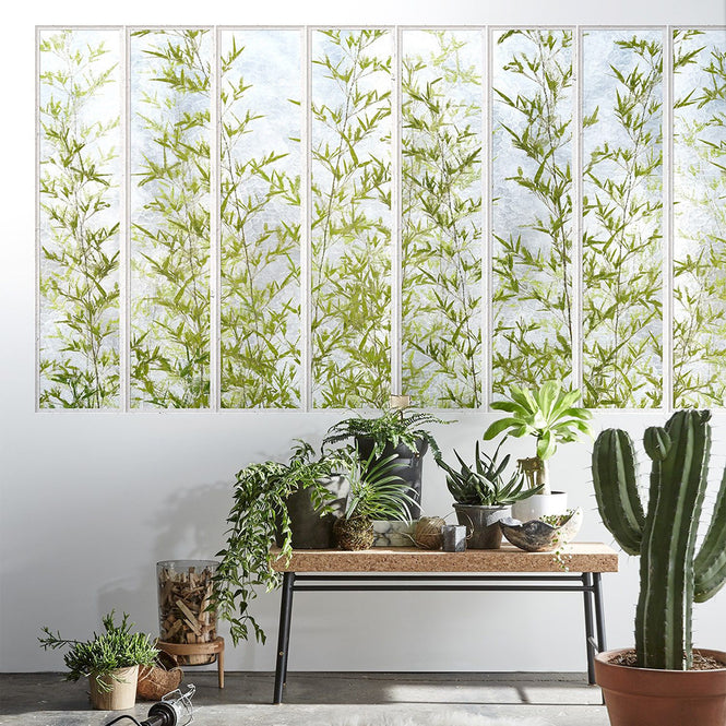 KOZIEL / Papier peint panoramique petite verriere blanche et bambous LPV021