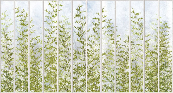 KOZIEL / Papier peint panoramique grande verriere blanche et bambous LPV021XL