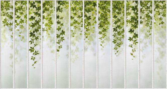 KOZIEL / Papier peint panoramique grande verriere blanche et vigne vierge LPV022XL
