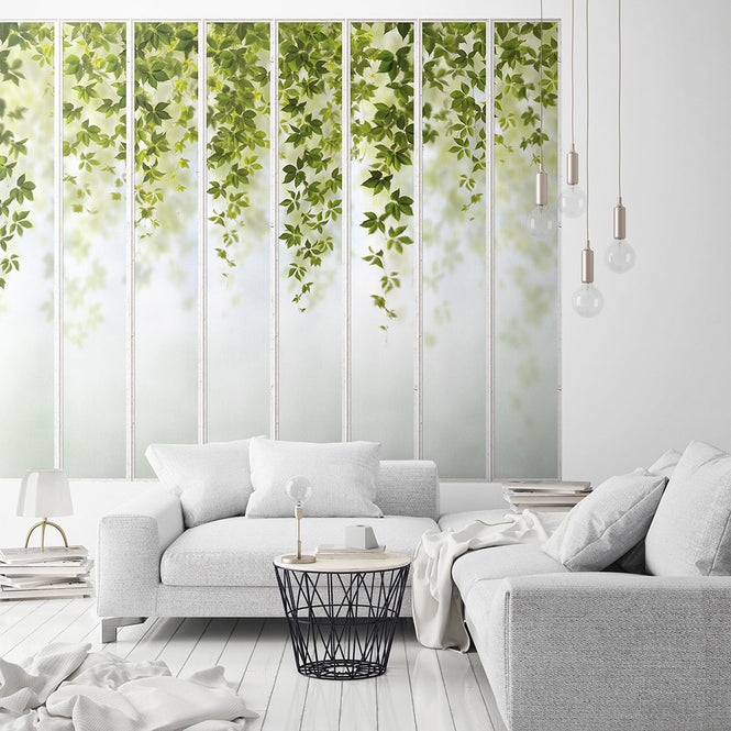KOZIEL / Papier peint panoramique grande verriere blanche et vigne vierge LPV022XL