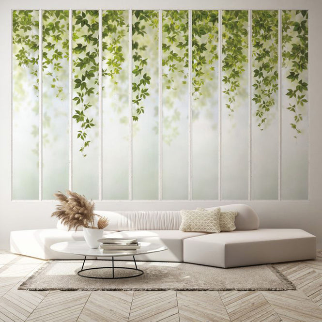 KOZIEL / Papier peint panoramique grande verriere blanche et vigne vierge LPV022XL