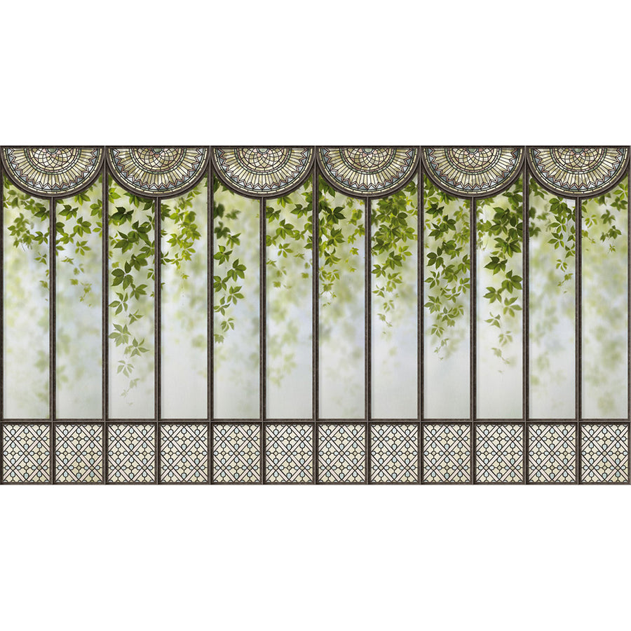KOZIEL / Decor panoramique verriere vegetalisee et vitraux haussmanniens LPV024XL