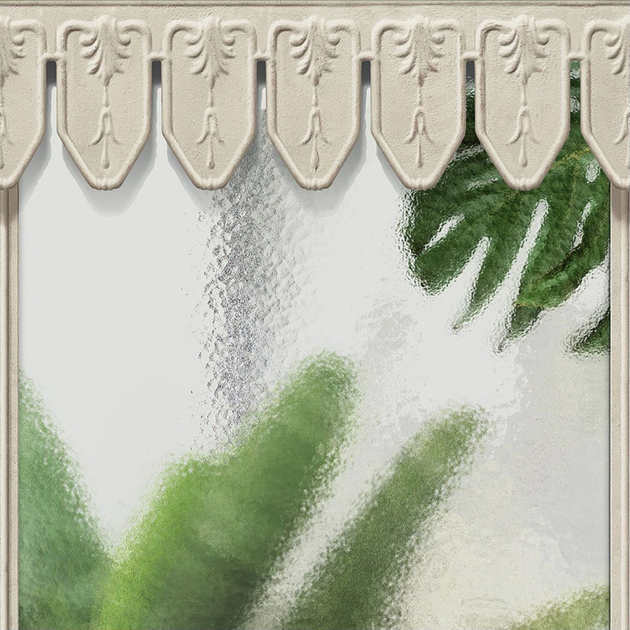 KOZIEL / Papier peint panoramique jardin d'hiver serre blanc casse LPV031