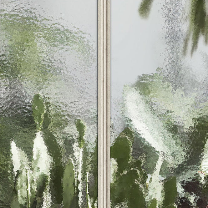 KOZIEL / Papier peint panoramique jardin d'hiver serre blanc casse LPV031