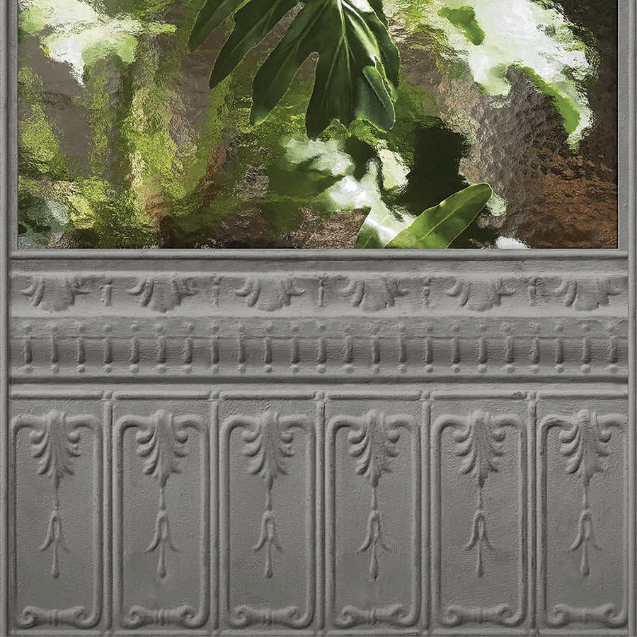 KOZIEL / Papier peint panoramique jardin d'hiver serre grise LPV032
