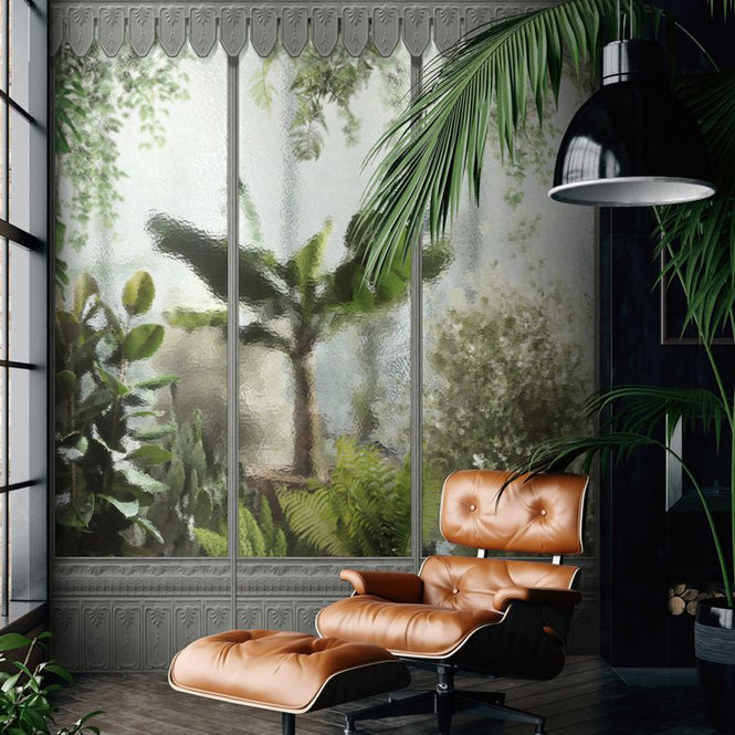 KOZIEL / Papier peint panoramique jardin d'hiver serre grise LPV032