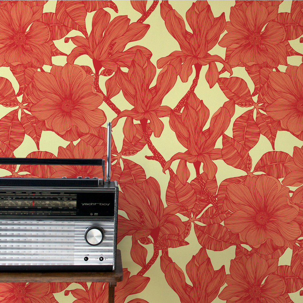 Camilla Meijer / Magnolia peach red WP11-MG01-PR | 輸入壁紙専門店
