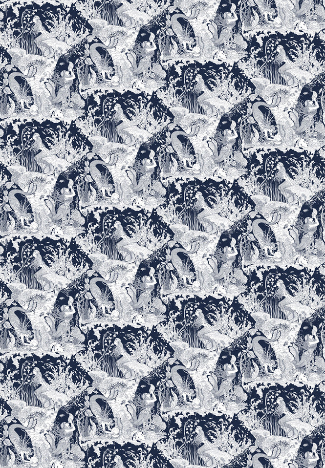 Dupenny MERMAIDS WALLPAPER / NAVY