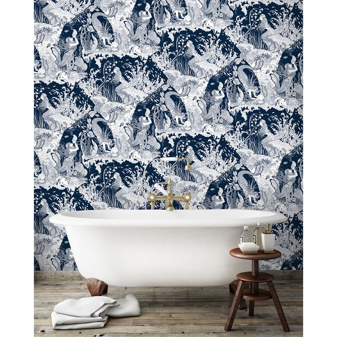 Dupenny MERMAIDS WALLPAPER / NAVY