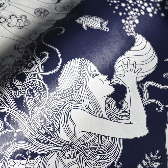 Dupenny MERMAIDS WALLPAPER / NAVY