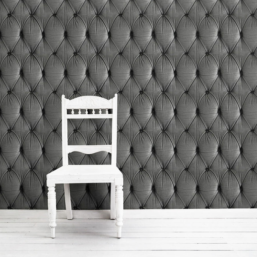 mineheart / Grey Chesterfield Button Back Wallpaper WAL/010