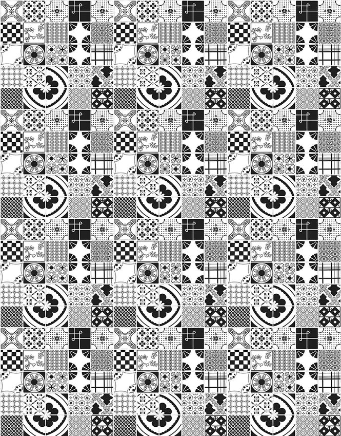 Dupenny Mixed Tiles / Black and White