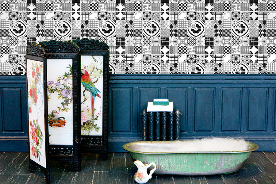 Dupenny Mixed Tiles / Black and White