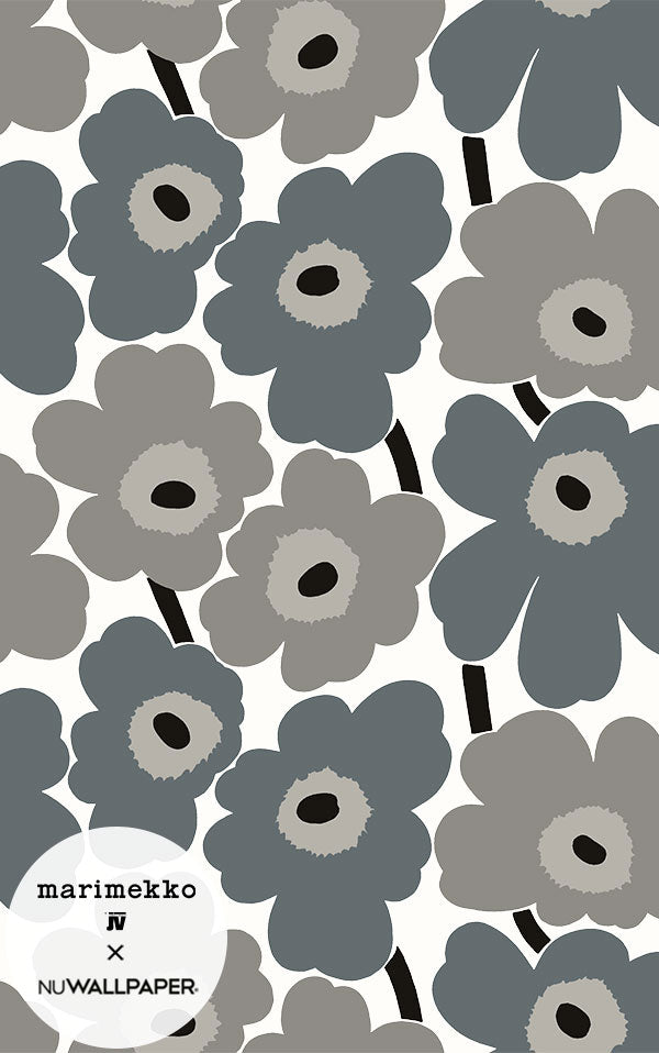 【限定数】はがせる シール 壁紙 marimekko × NU WALLPAPER / Grey Pieni Unikko  / MKS4493