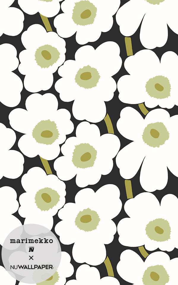 【予約受付】はがせる シール 壁紙 marimekko × NU WALLPAPER / Black Pieni Unikko  / MKS4494