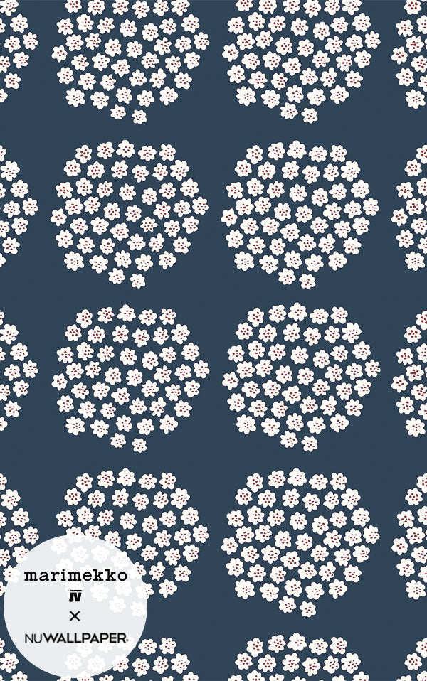 【限定数】はがせる シール 壁紙 marimekko × NU WALLPAPER / Navy Puketti  / MKS4498