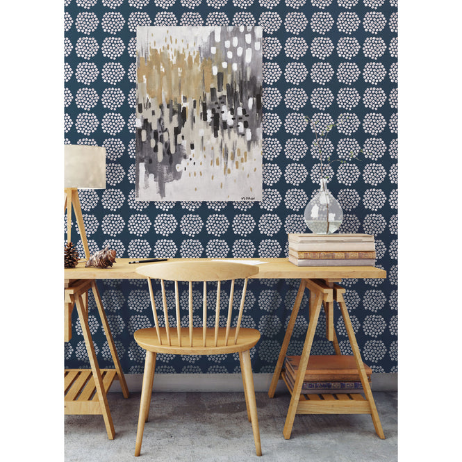 【限定数】はがせる シール 壁紙 marimekko × NU WALLPAPER / Navy Puketti  / MKS4498