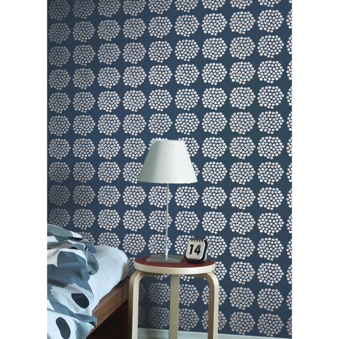 【限定数】はがせる シール 壁紙 marimekko × NU WALLPAPER / Navy Puketti  / MKS4498