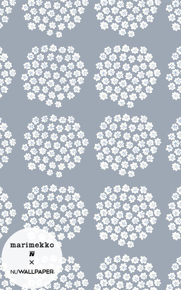 【予約受付】はがせる シール 壁紙 marimekko × NU WALLPAPER / Blue Puketti  / MKS4499