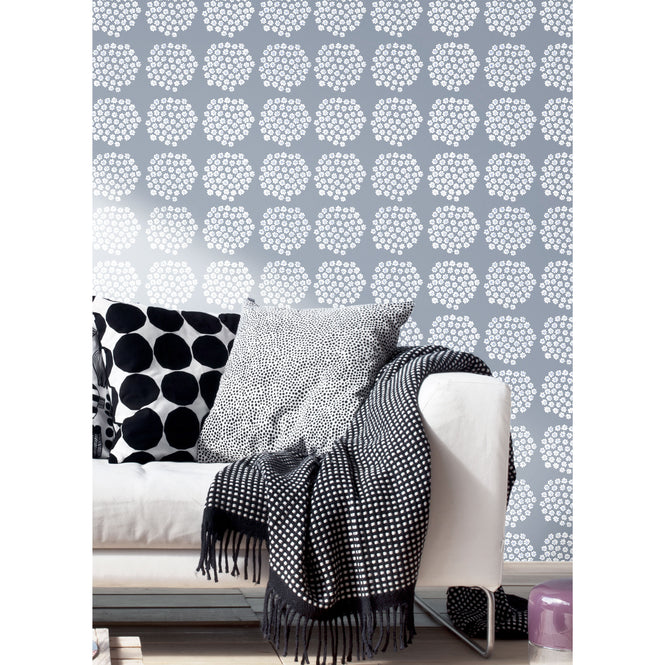 【予約受付】はがせる シール 壁紙 marimekko × NU WALLPAPER / Blue Puketti  / MKS4499