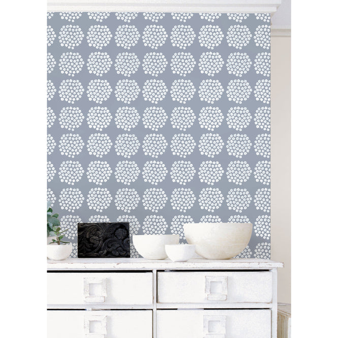 【予約受付】はがせる シール 壁紙 marimekko × NU WALLPAPER / Blue Puketti  / MKS4499