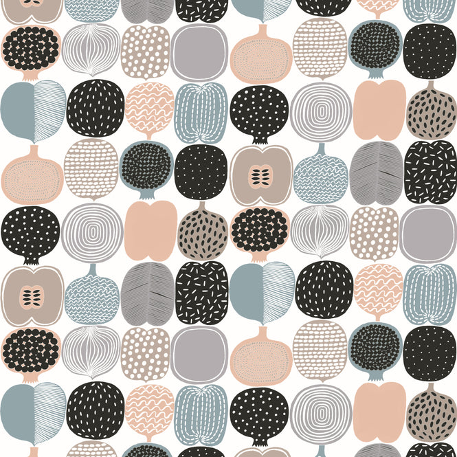 【予約受付】はがせる シール 壁紙 marimekko × NU WALLPAPER / Pink and Grey Kompotti / MKS4500