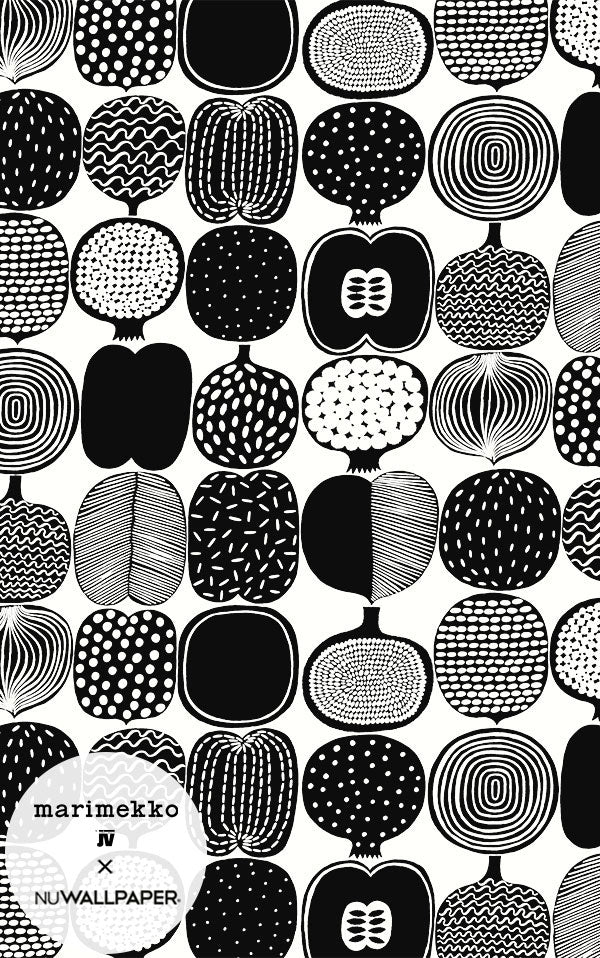 【限定数】はがせる シール 壁紙 marimekko × NU WALLPAPER / Black and White Kompotti  / MKS4501