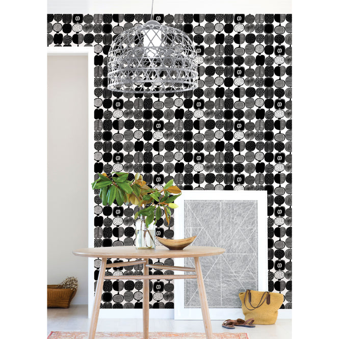 【限定数】はがせる シール 壁紙 marimekko × NU WALLPAPER / Black and White Kompotti  / MKS4501