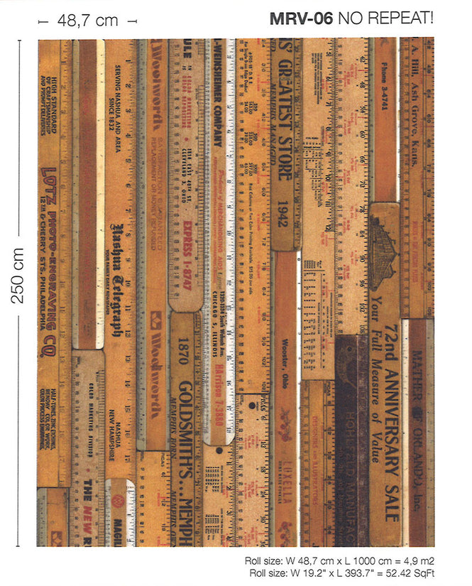 NLXL LAB / PRINTED RULERS WALLPAPER BY MR & MRS VINTAGE / Large  MRV-06