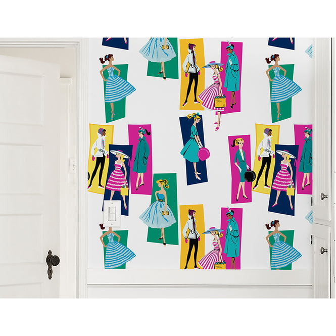 はがせる シール壁紙 wallshoppe / Barbie x wallshoppe / Mod Shapes Emerald Berry