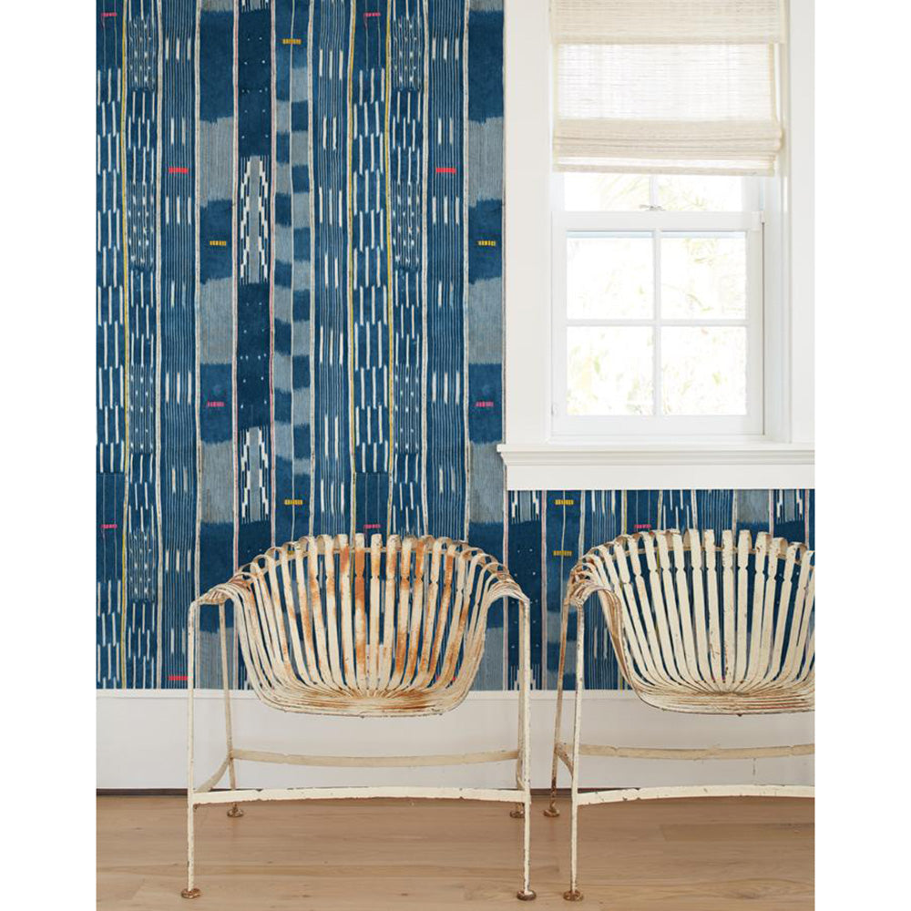 はがせる シール壁紙 wallshoppe / Madison Stripe Large-Blue | 輸入