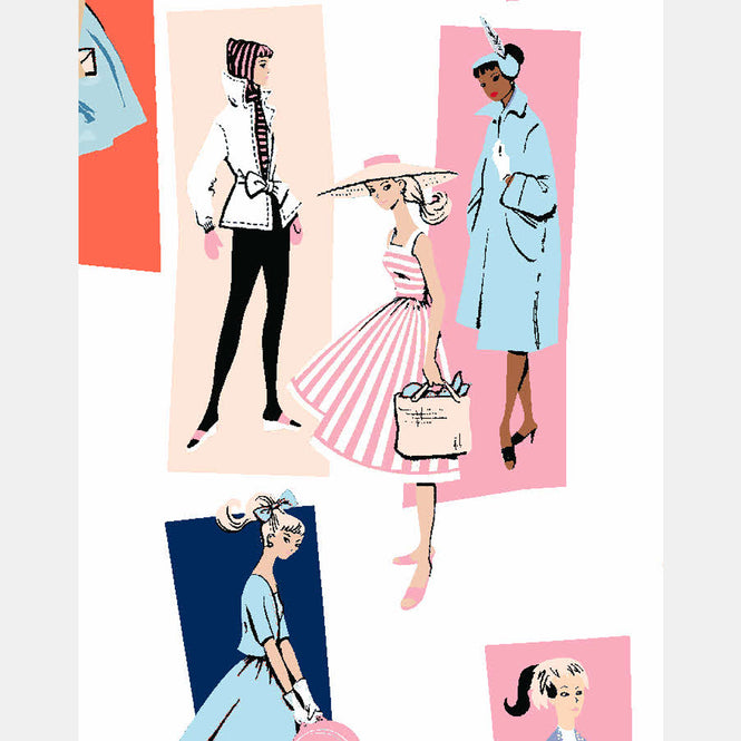 はがせる シール壁紙 wallshoppe / Barbie x wallshoppe / Mod Shapes Navy Pink