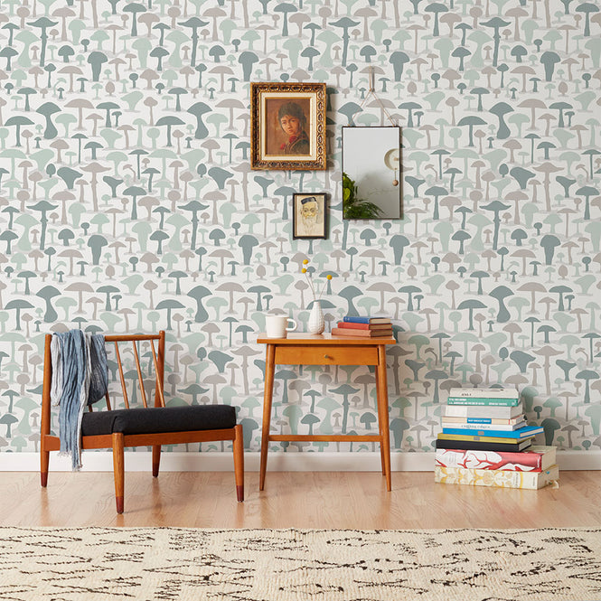 Makelike /  Mushroom Wallpaper Blue