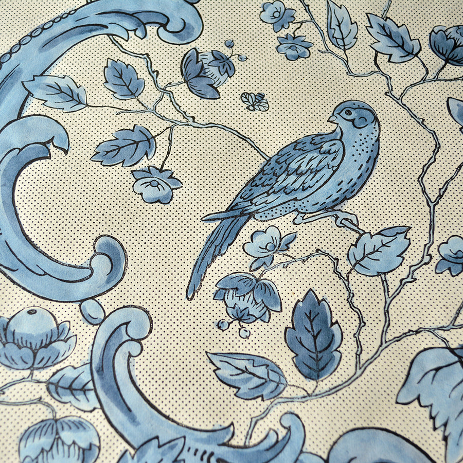 Domino Paper-Oiseaux et Feuillage Black Blue by Antoinette Poisson