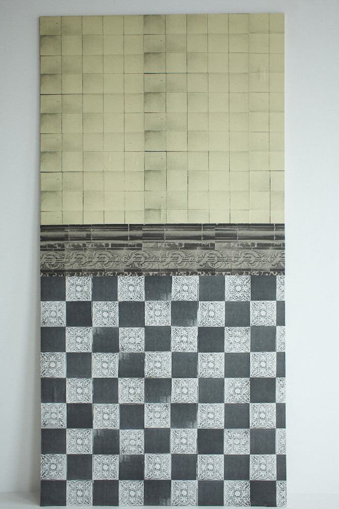 Deborah Bowness / The Standard Collection / New Cross Tiles Border / wide grey