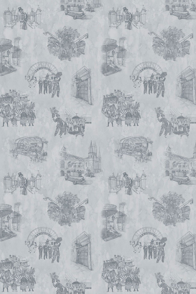 Flavor Paper / NEW ORLEANS TOILE : BACKSTREETS / Gris Gris on Pre-Pasted Paper (triple roll)