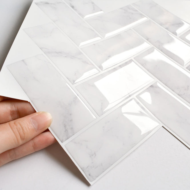 BACKSPLASH タイルシート / HERRINGBONE CARRARA MARBLE / NH2358